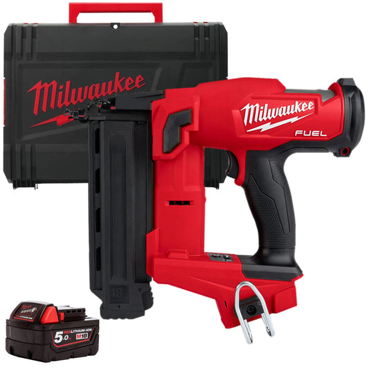 Milwaukee M18FNCS18GS-0X 18V Fuel Brushless First Fix Nail Gun with 1 x 5.0Ah Battery in Case