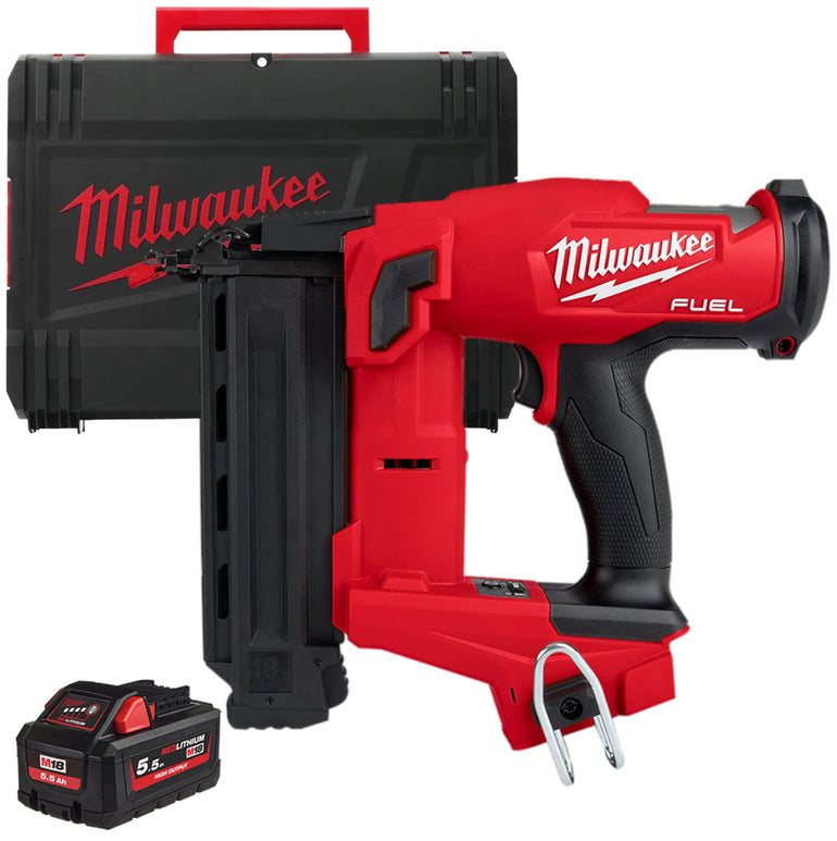 Milwaukee M18FNCS18GS-0X 18V Fuel Brushless First Fix Nail Gun with 1 x 5.5Ah Battery in Case