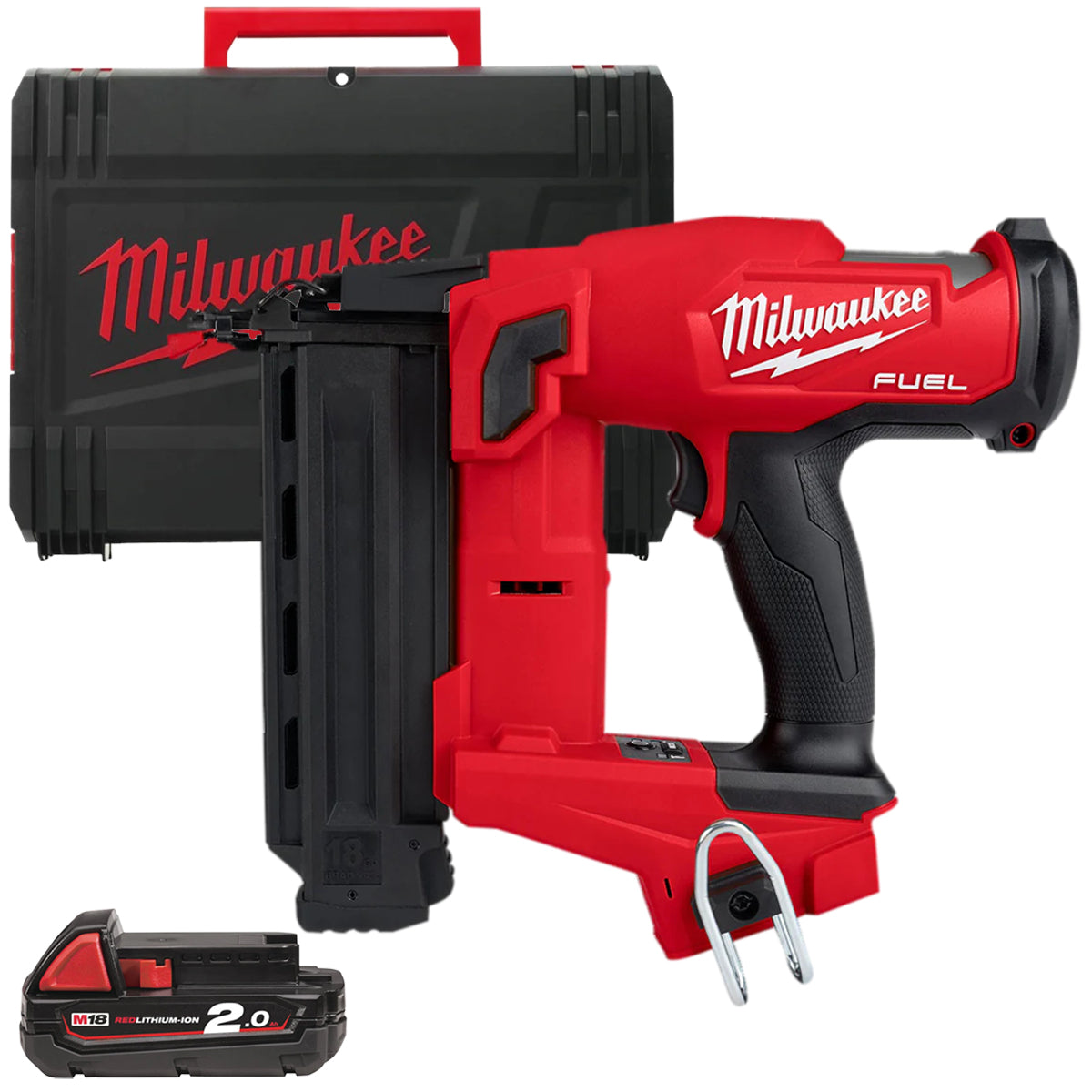 Milwaukee M18FNCS18GS-0X 18V Fuel Brushless First Fix Nail Gun with 1 x 2.0Ah Battery in Case