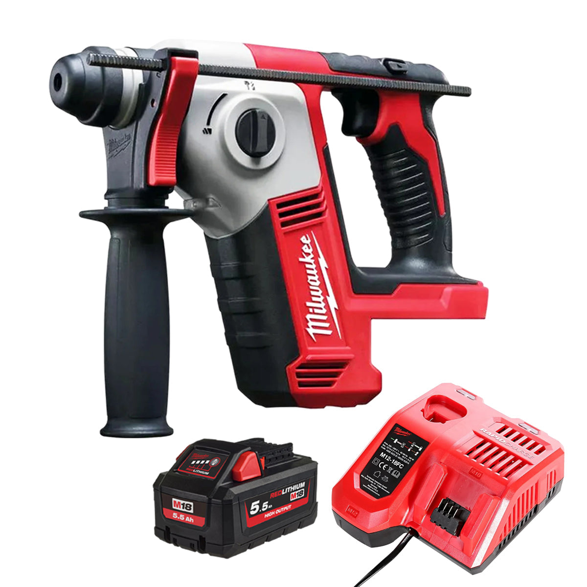 Milwaukee M18BH-0 18V SDS 2 Mode Hammer Drill with 1 x 5.5Ah Battery & Charger