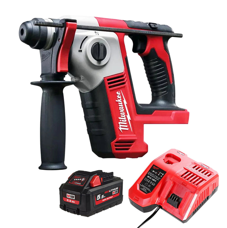 Milwaukee M18BH-0 18V SDS 2 Mode Hammer Drill with 1 x 5.5Ah Battery & Charger