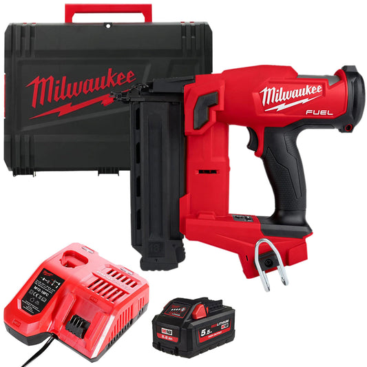 Milwaukee M18FNCS18GS-0X 18V Fuel First Fix Narrow Crown Stapler with 1 x 5.5Ah Battery Charger & Case