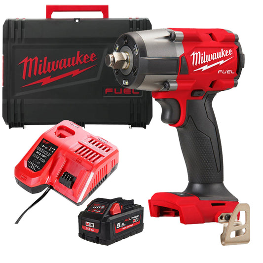 Milwaukee M18FMTIW2F38-0X 18V FUEL Brushless 3/8" Impact Wrench with 1 x 5.5Ah Battery Charger & Case