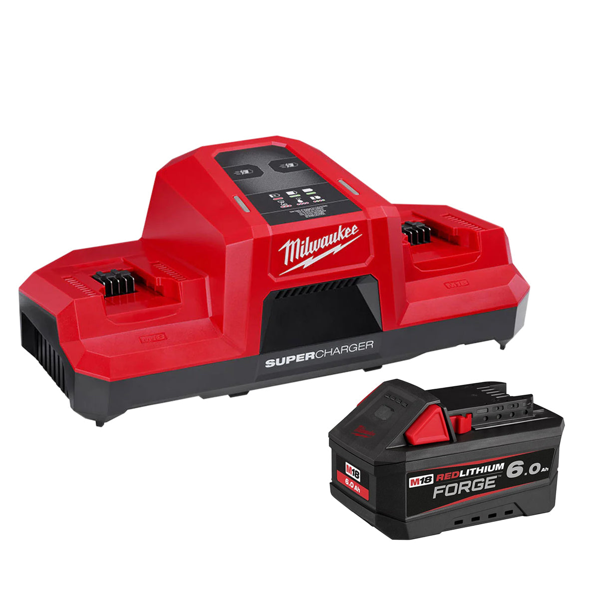 Milwaukee M18FB6 18V 6.0Ah FORGE RedLithium-Ion Battery with Dual Bay Super Charger