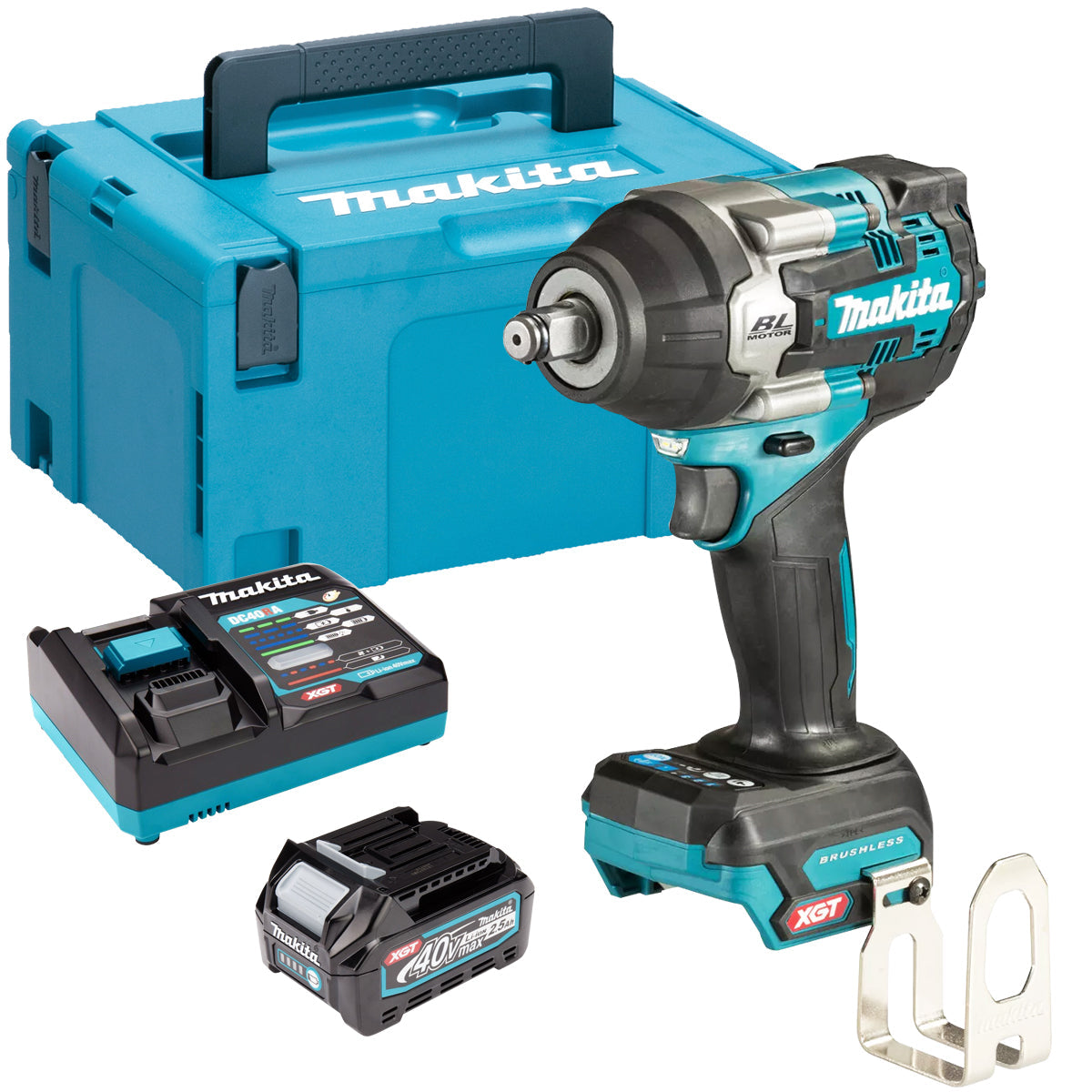 Makita TW008GZ01 40V Brushless 1/2" Impact Wrench with 1 x 2.5Ah Battery Charger & Case