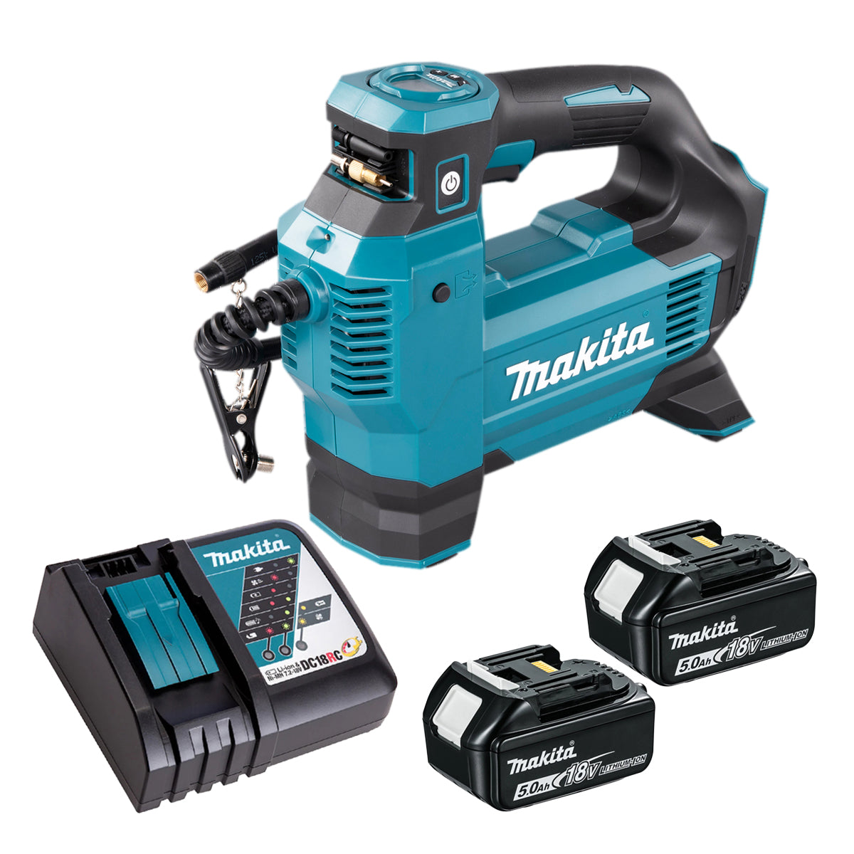 Makita DMP181Z 18V Inflator Pump with 2 x 5.0Ah Battery & Charger