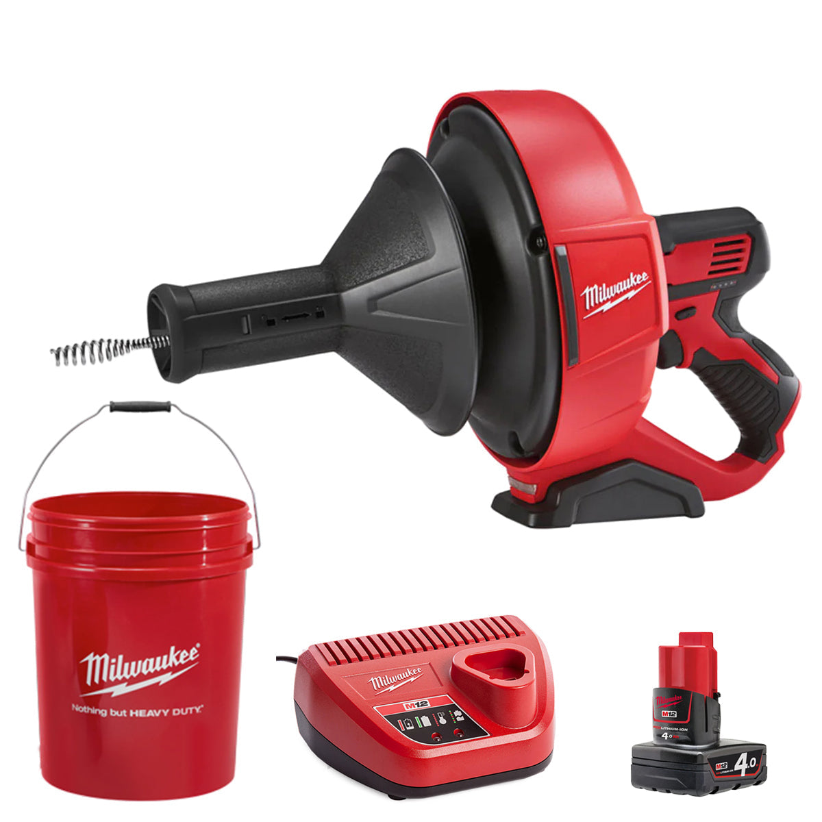 Milwaukee M12BDC8-0C 12V 8mm Drain Cleaner with 1 x 4.0Ah Battery & Charger