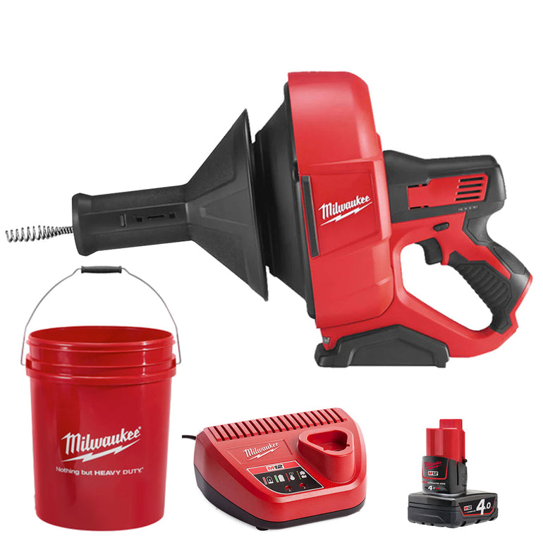 Milwaukee M12BDC6-0C 12V 6mm Drain Cleaner with 1 x 4.0Ah Battery & Charger