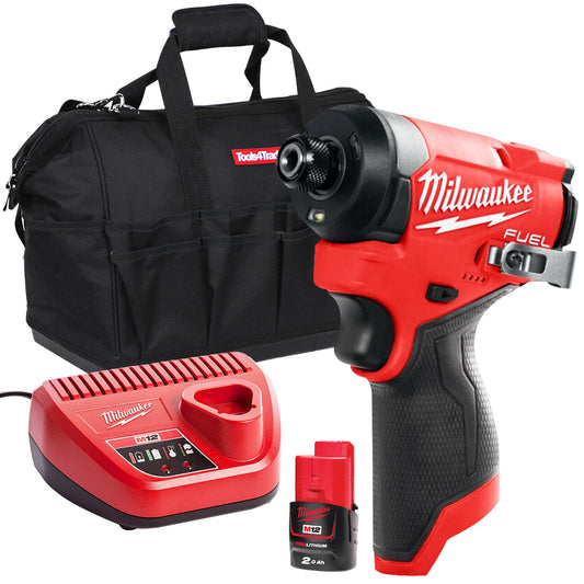 Milwaukee M12FID2-0 12V Brushless Impact Driver with 1 x 2.0Ah Battery Charger & Bag