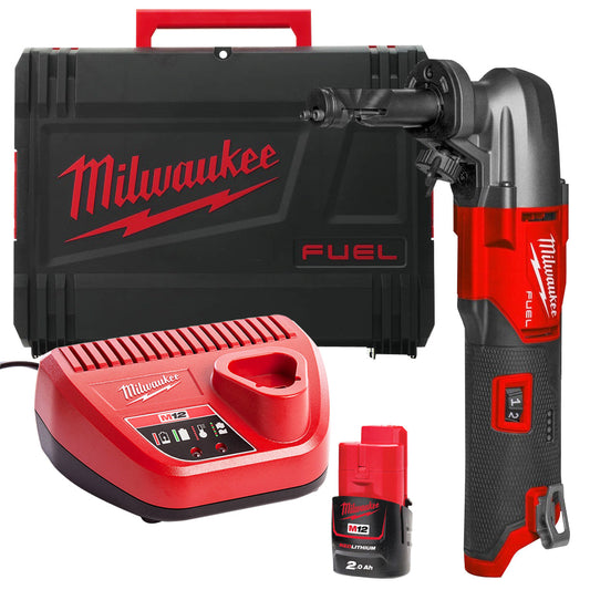 Milwaukee M12FNB16-0X 12V FUEL Brushless 1.6mm Nibbler with 1 x 2.0Ah Battery Charger & Case