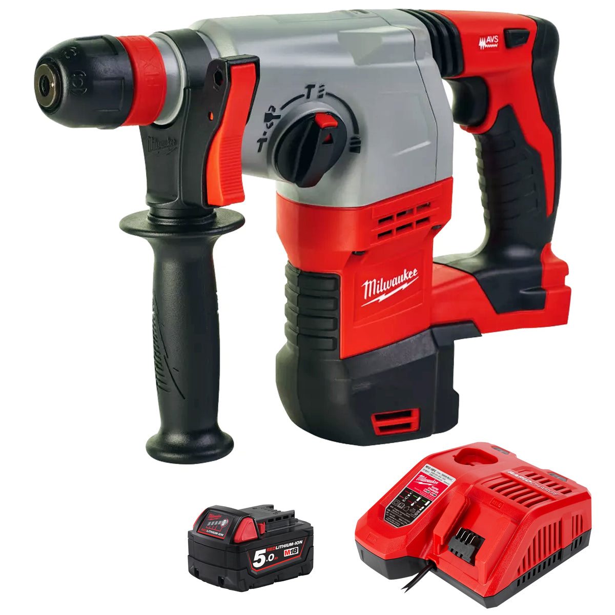 Milwaukee HD18HX-0 18V SDS+ Rotary Hammer Drill with 1 x 5.0Ah Battery & Charger