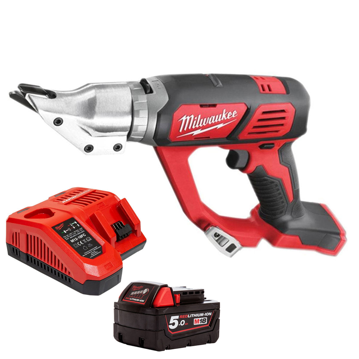 Milwaukee M18BMS12-0 18V 1.2mm Metal Shear with 1 x 5.0Ah Battery & Charger