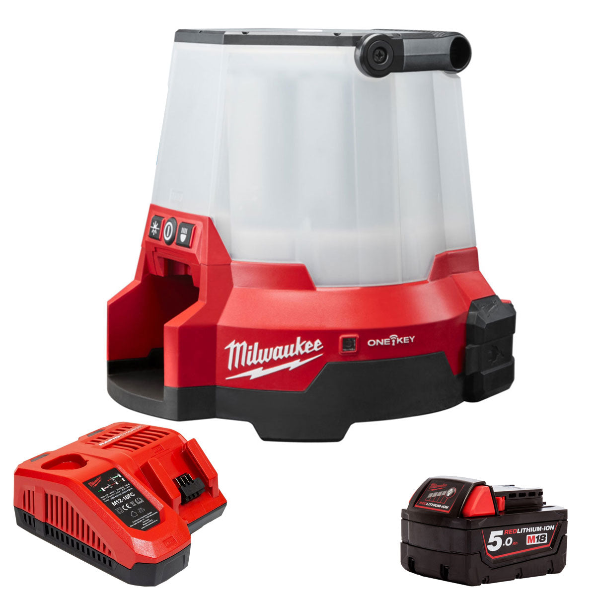 Milwaukee M18ONESLSP-0 One Key LED Compact Site Light with 1 x 5.0Ah Battery & Charger