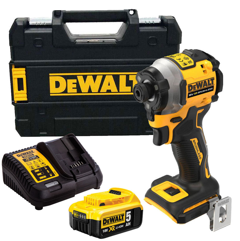 Dewalt DCF850NT 18V XR Brushless Impact Driver with 1 x 5.0Ah Battery Charger & Case