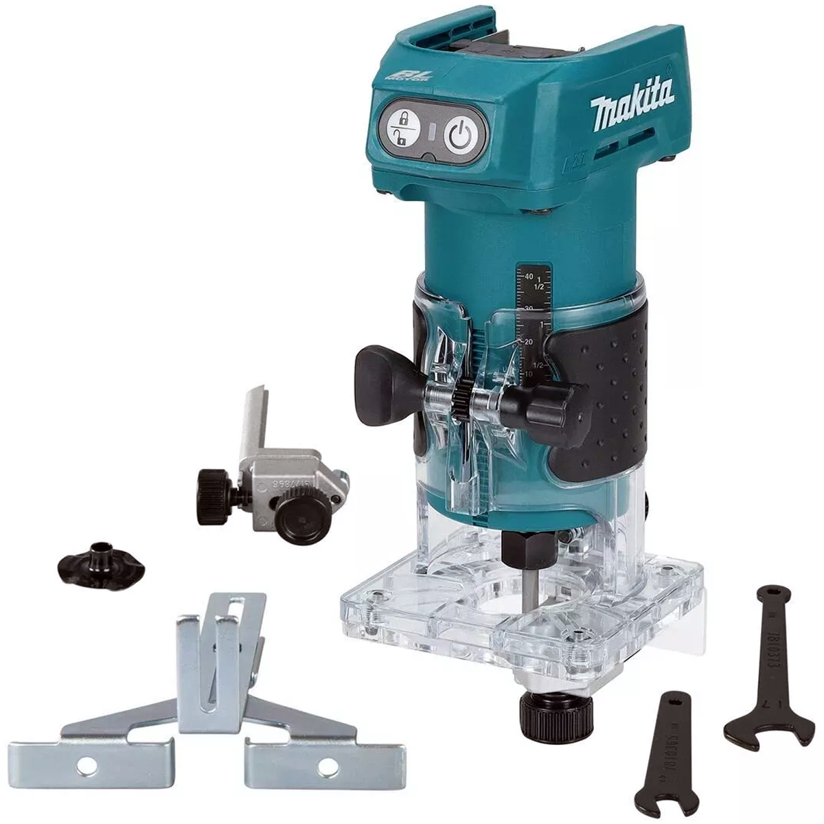 Makita DRT52Z 18V LXT Brushless 1/4" Router Trimmer with 35 Piece Cutter Set