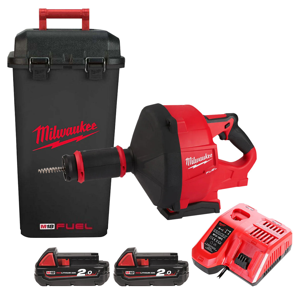 Milwaukee M18FDCPF10-0C 18V Fuel Brushless 10mm Drain Cleaner with 2 x 2.0Ah Battery & Charger