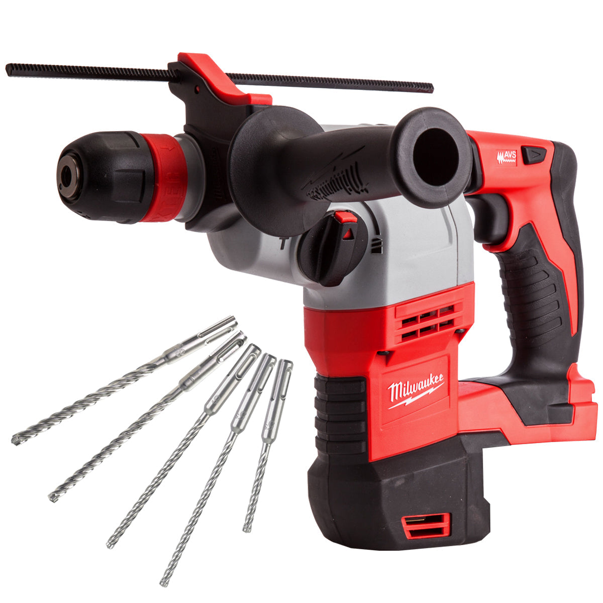 Milwaukee HD18HX-0 18V SDS+ Rotary Hammer Drill with 5 Piece Drill Bit Set