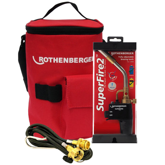 Rothenberger Super Fire 2 Gas Blow Torch 35644X With 1.5m Torch Extension Hose & Hot Tool Bag