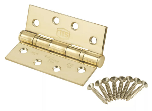 SMITH & LOCKE STAINLESS BRASS GRADE 13 FIRE RATED SQUARE BALL BEARING HINGES 102MM X 76MM 2 PACK