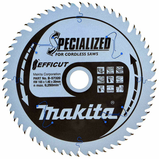 Makita 165mm 56T Plunge Saw Blade Efficut B-57336