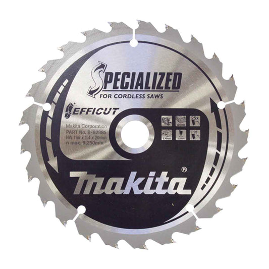 Makita 165mm 25T Circular Saw Blade Efficut B-62985