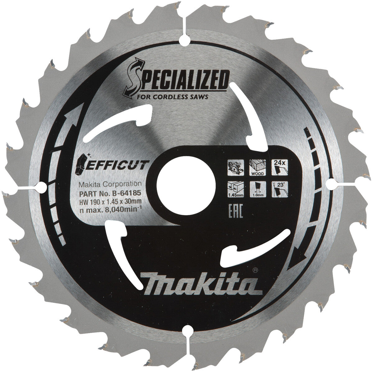 Makita 190mm 24T Circular Saw Blade Efficut B-64191