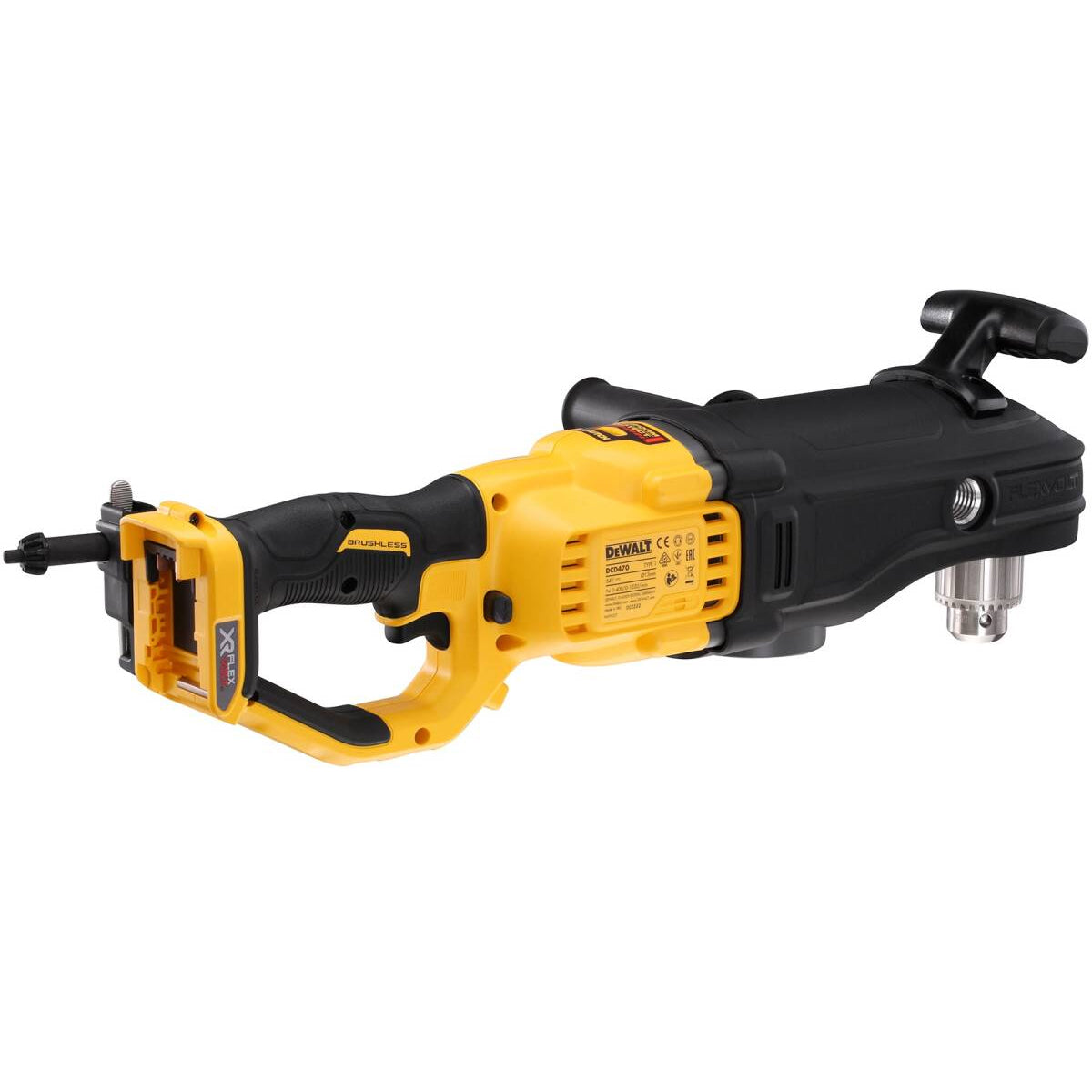 DeWalt DCD470N 54V XR Flexvolt Brushless Right Angled Core Drill with 1 x 9.0Ah Battery Charger & Bag