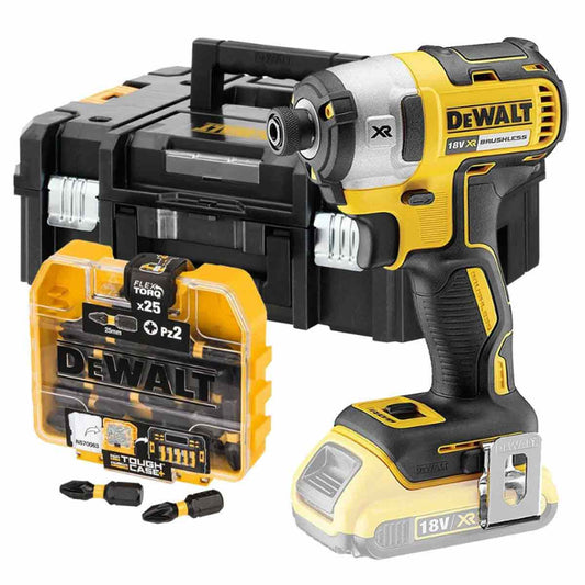 Dewalt DCF887N 18V 3 Speed Brushless Impact Driver with TSTAK II Box & 25 Piece Screwdriver Bit