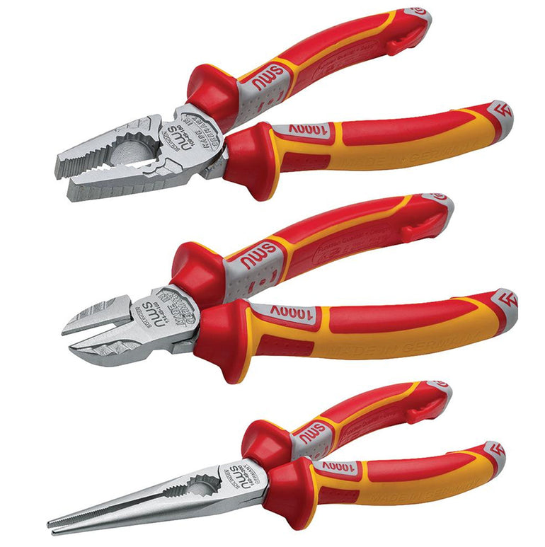 NWS NW782-3K VDE Sidecutter, Combination Plier and Long Nose Plier Set of 3 Piece