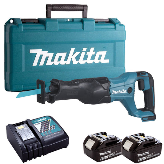 Makita DJR186Z 18V Reciprocating Sabre Saw with 2 x 5.0Ah Batteries & Charger in Case