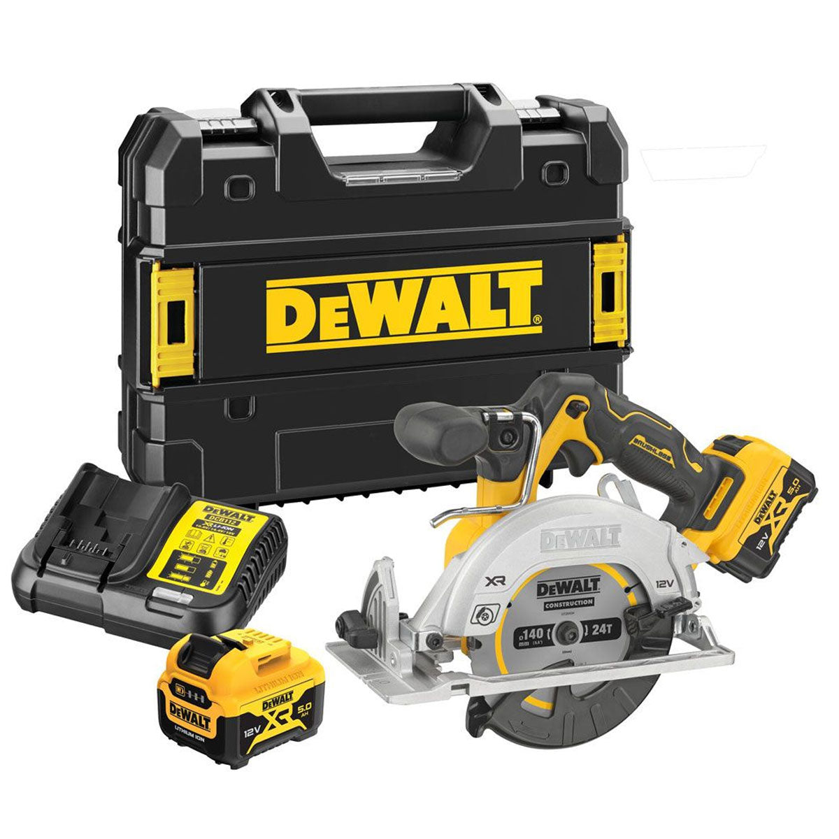 Dewalt DCS512P2 12V Brushless Circular Saw with 2 x 5.0Ah Batteries Charger In Case