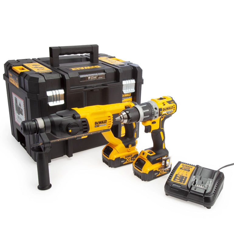 Dewalt DCK2071P2T 18V SDS Plus Hammer Drill & Combi Drill with 2 x 5.0Ah Battery Charger In Case