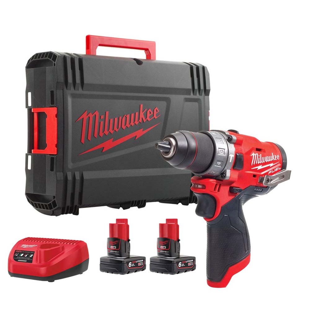 Milwaukee M12FPD2-602X 12V FUEL Brushless Combi Drill with 2 x 6.0Ah Batteries, Charger & Case 4933479871