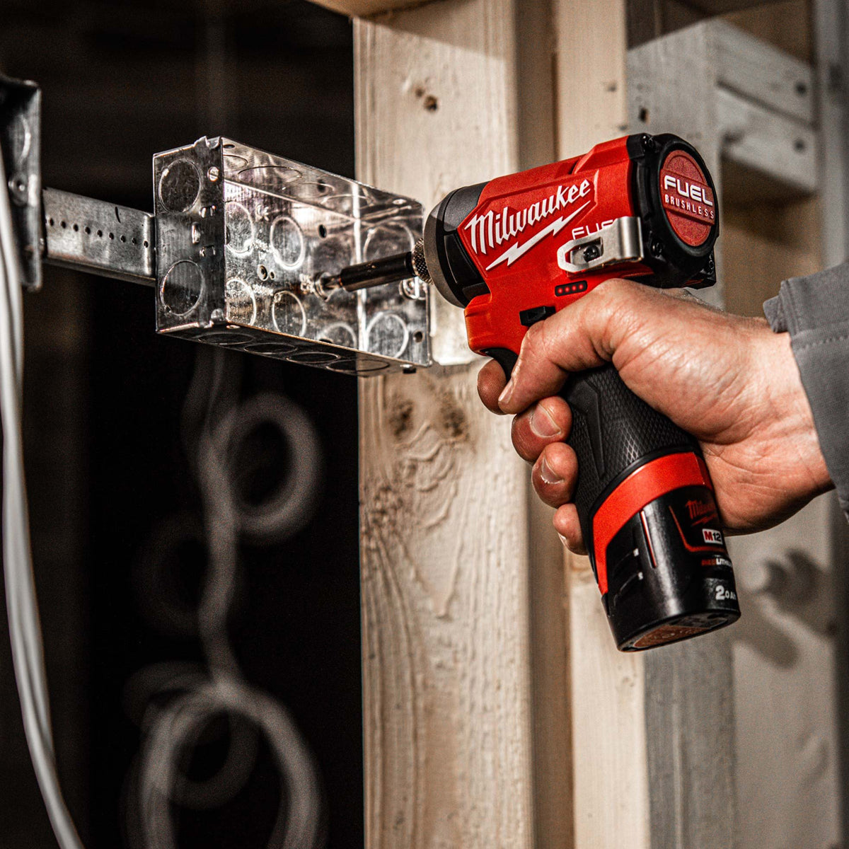 Milwaukee 12V Twin Pack Brushless Impact Driver + Combi Drill with 2 x 2.0Ah Battery & Charger