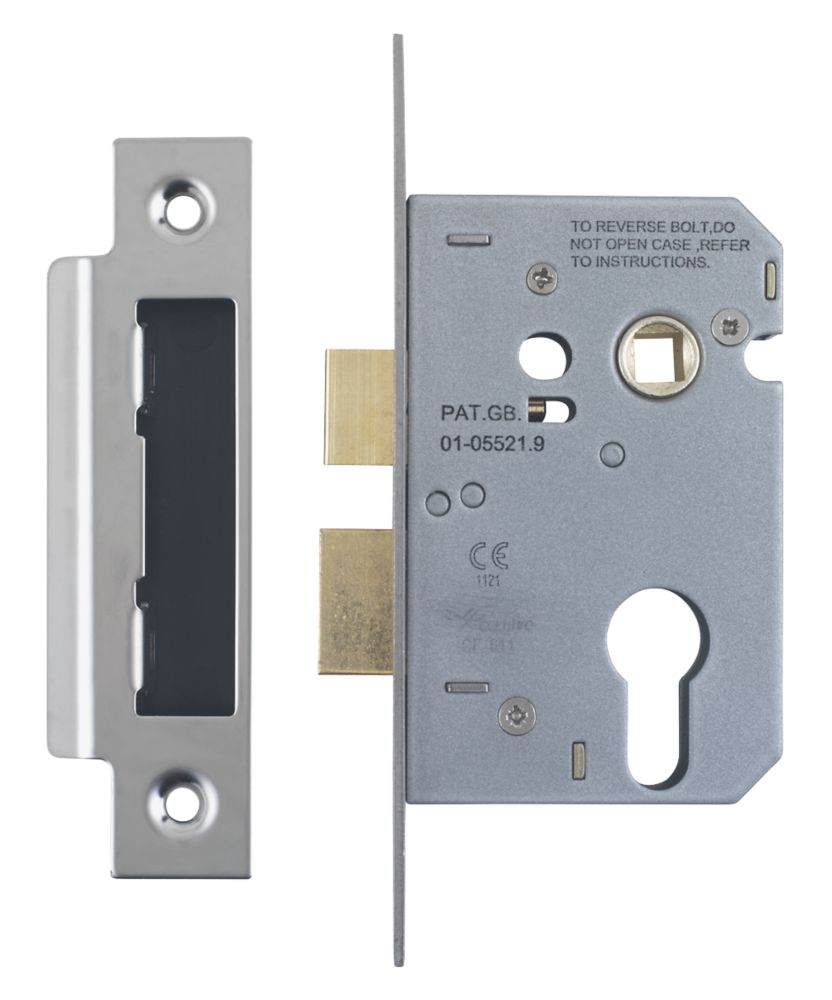 SMITH & LOCKE FIRE RATED NICKEL-PLATED EURO PROFILE SASHLOCK 64MM CASE - 44MM BACKSET