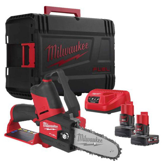 Milwaukee M12FHS-602X 12V 6" FUEL Brushless Hatchet Pruning Saw With 2 x 6.0Ah Battery & Charger 4933472213