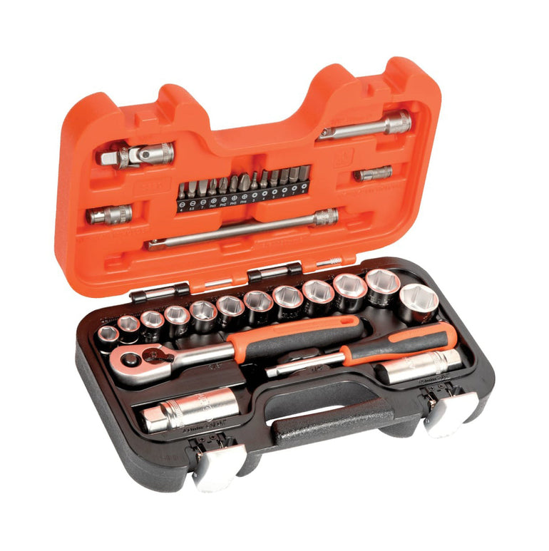 Bahco XMS2238SS 34 Piece 3/8in Drive Socket Set High Performance Alloy Steel with Dynamic Drive Oil & Temperature Resistant Case