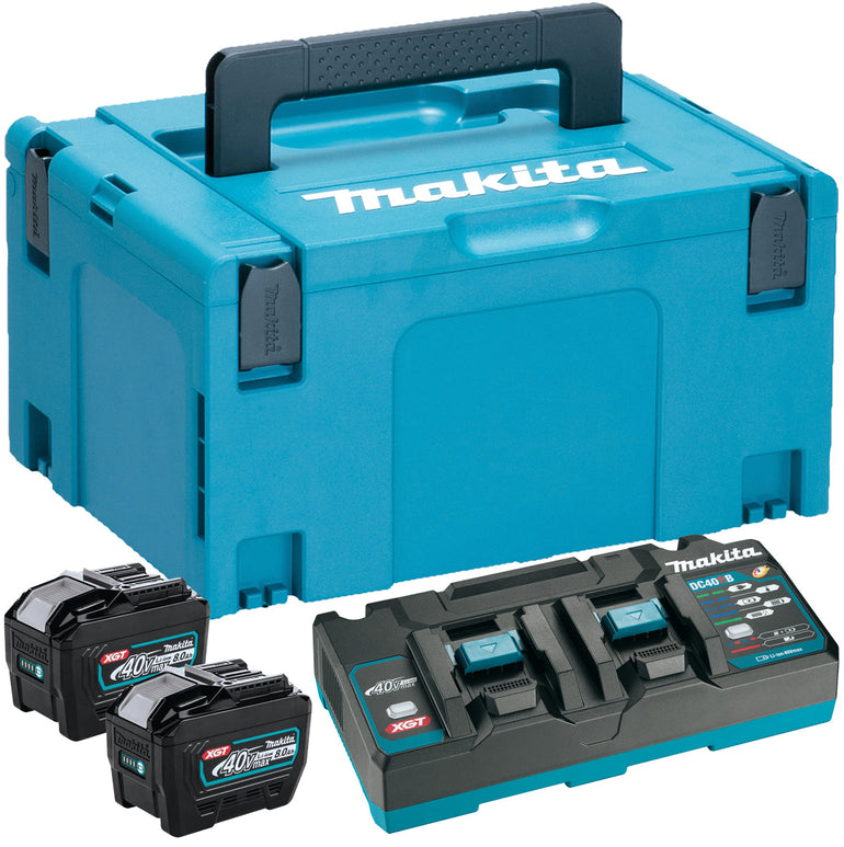 Makita 1910A2-5 40Vmax XGT Power Source Kit 240V With 2 x 8.0Ah BL4080F Batteries, Charger & Case