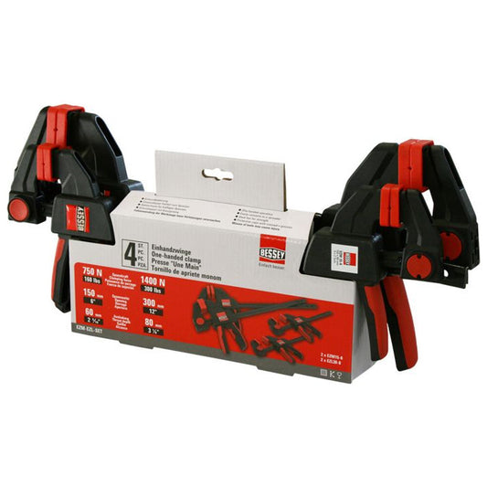 Bessey EZM-EZL-SET One-Handed Clamp 4 Piece Set  2 x 6" & 2 x 12"