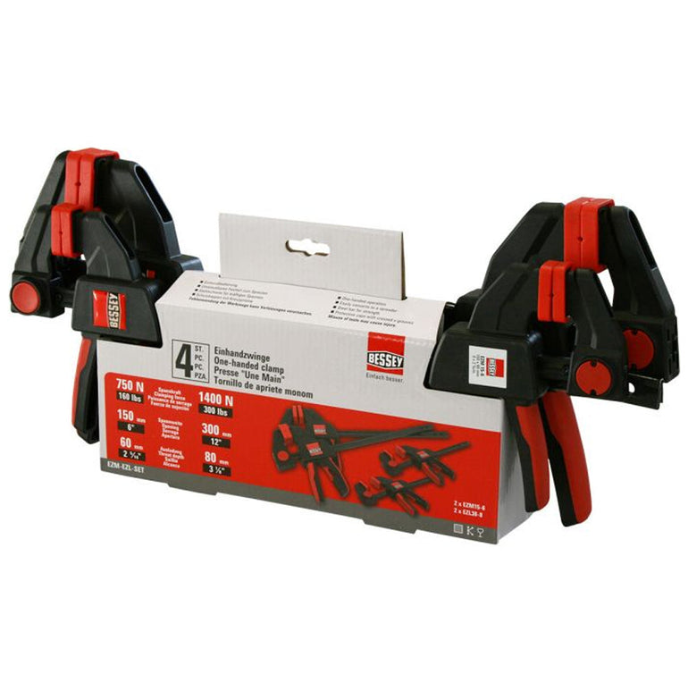 Bessey EZM-EZL-SET One-Handed Clamp 4 Piece Set  2 x 6