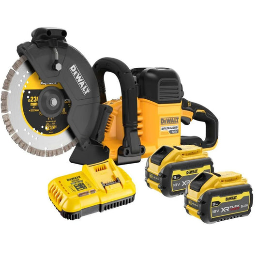 Dewalt DCS691X2 54V XR FlexVolt Brushless 230mm Cut Off Saw With 2 x 9.0Ah Batteries & Charger