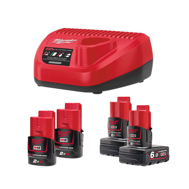 Milwaukee M12FPP7A2-624P 12V Fuel 7 Piece Tool Kit with 4 x Battery Charger & Cases 4933492382