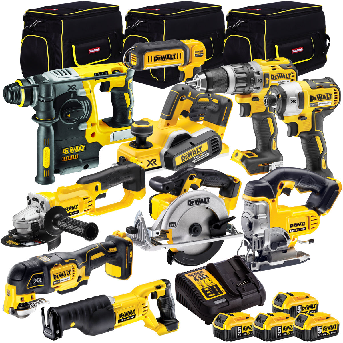 DeWalt DCKT4T10AP4 18v XR Li-ion 10pc Kit 4 x 5.0Ah Batteries & Bag