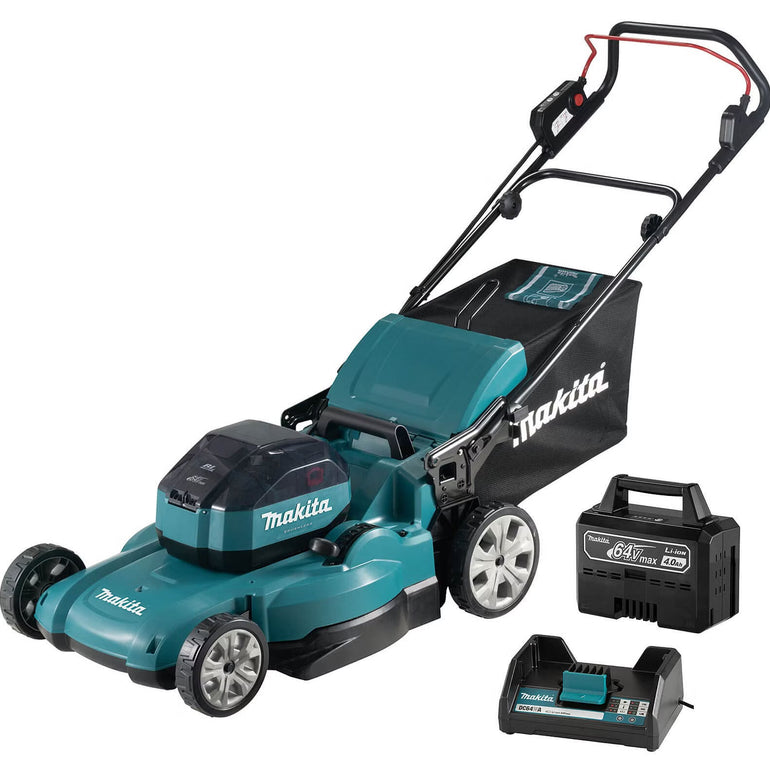 Makita LM002JM101 64Vmax 53cm Brushless Lawn Mower With 1 x BL6440 4.0Ah Battery & DC64WA Charger