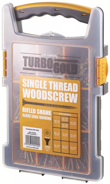 TURBOGOLD PZ DOUBLE-COUNTERSUNK WOODSCREWS TRADE GRAB PACK 1000 PCS