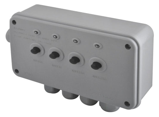 BRITISH GENERAL IP66 13A 4-GANG 4-WAY WEATHERPROOF OUTDOOR SWITCHED POWER CONTROLLER WITH LED