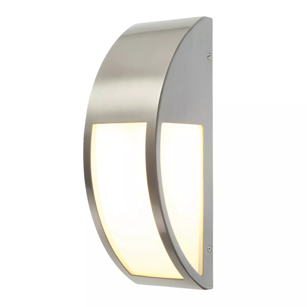 CONVEX OUTDOOR WALL LIGHT BRUSHED STAINLESS STEEL