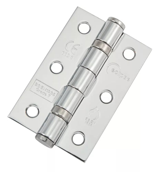 ECLIPSE POLISHED CHROME GRADE 7 FIRE DOOR BALL BEARING HINGES 76MM X 51MM 20 PACK