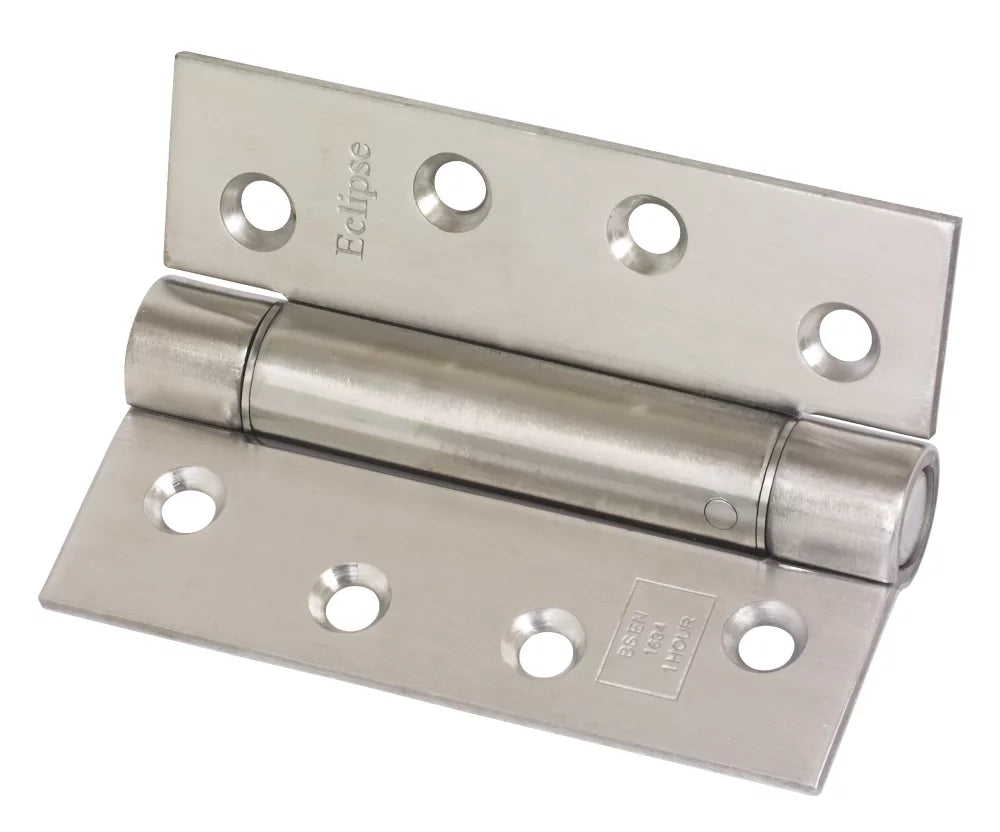 ECLIPSE SATIN STAINLESS STEEL UNGRADED FIRE RATED ADJUSTABLE SELF-CLOSING HINGES 102MM X 76MM 2 PACK