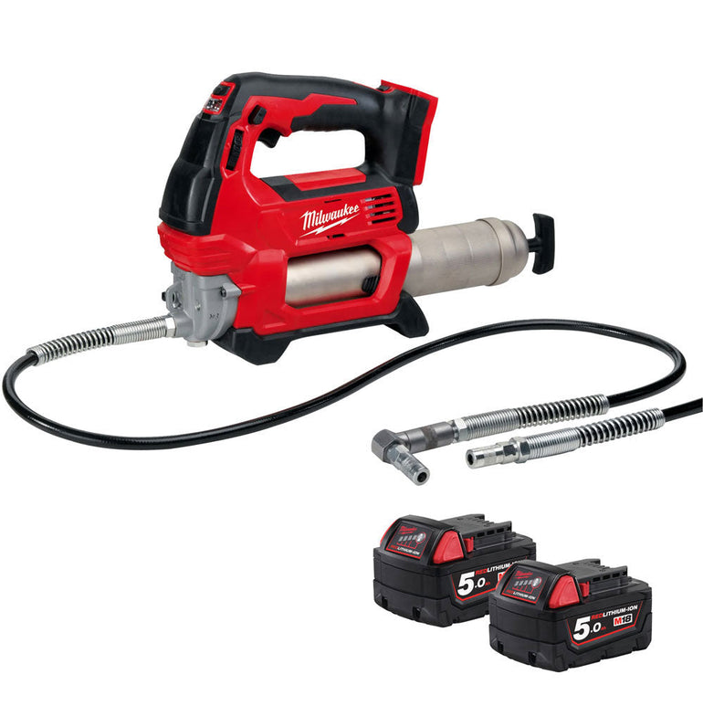 Milwaukee M18GG-0 18V M18 Cordless Grease Gun with 2 x 5.0Ah Batteries